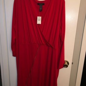Ashley Stewart Red Mock Wrap Dress